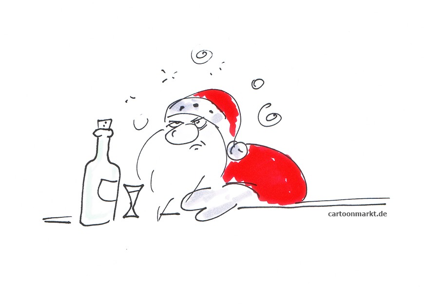 Cartoon: besoffener Weihnachtsmann